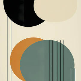 Geometric Circles And Lines On Beige by Abstract Labs