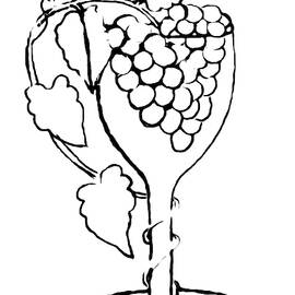 Grape Vine Wine Glass PAINT MY SKETCH by Delynn Addams