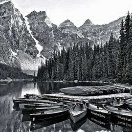 Grayscale Lake Moraine by Frozen in Time Fine Art Photography