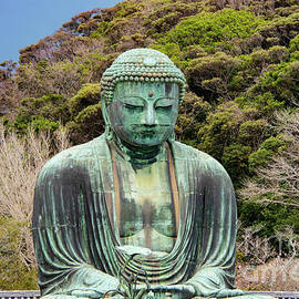 Great Kamakura Buddha Meditating in the Garden by Bob Phillips