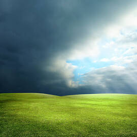 Green Landscape And Sunbeam by Imagedepotpro