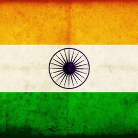 Grunge Indian Flag On Rough Edged Old by Abzee