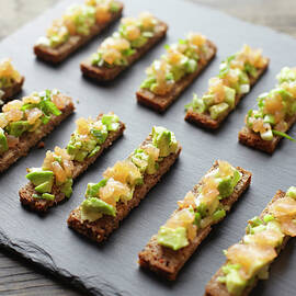 Guacamole, Smoked Salmon And Rye Bread Canapes by Tim Macpherson