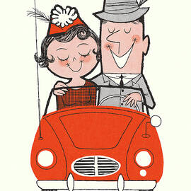 Happy Couple Riding in a Car by CSA Images