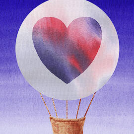 Happy Heart Hot Air Balloon Watercolor IV