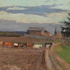 Homecoming Cattle In The Moonlight by Viktor Ignatiev