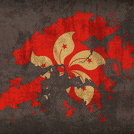 Hong Kong Map Mixed Media