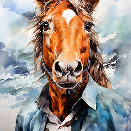 Horse Watercolor Animal Art by Justyna Jaszke