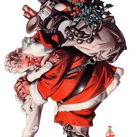 Hug From Santa by J.c. Leyendecker