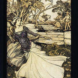 Illustrations To The Morte Darthur Sir Galahad Draws The Sword Of Balin From The Floating Stone by Arthur Rackham