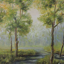 Landscape of the Great Swamp of New Jersey with pond