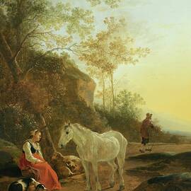 Landscape With A Shepherdess And A White Horse