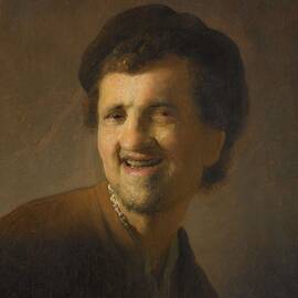 Laughing Young Man. Bust of a Laughing Young Man. by Rembrandt van Rijn -circle of-