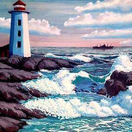 Lighthouse Waves by Gary F Richards