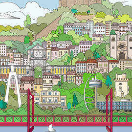 Lisbon City Poster In Editable Vector by Domiciano Pablo Romero Franco