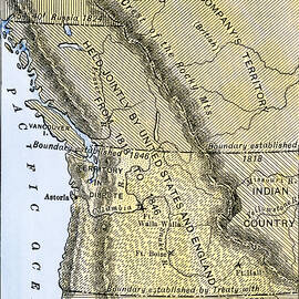 Map Of The Territory Of Oregon Showing The Borders Of The United States With English Canada Disputed During 1846 Colourful Engraving Of The 19th Century by American School