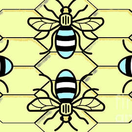 MCFC Bees on Yellow background by Pics By Tony