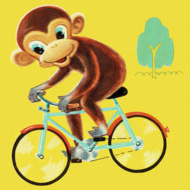 Monkey Riding Bicycle by CSA Images