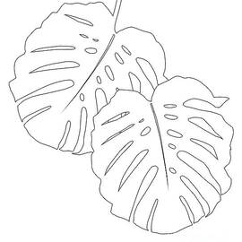 Monstera Leaves Finesse Line Art #1 #minimal #decor #art  by Anitas and Bellas Art
