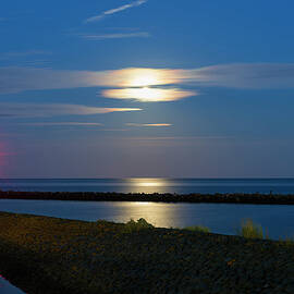 Moonlight Over The Wadden Sea, Workum, Friesland, Netherlands, Europe by Mischa Keijser