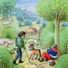 Ms 311 F 9 R Pastoral Scene, From Eclogues By Virgil, 1472 73 Vellum by Netherlandish School