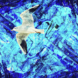 Nature canvas painting - seagull flying by Hasan Ahmed