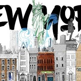 New York Graffiti Skyline by J.c. Leyendecker