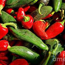 Organic Red and Green Peppers by Olivier Le Queinec