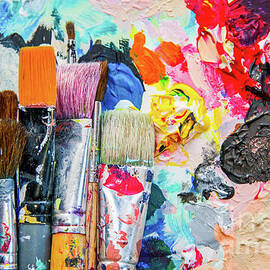 Paint brushes and colors by Delphimages Photo Creations