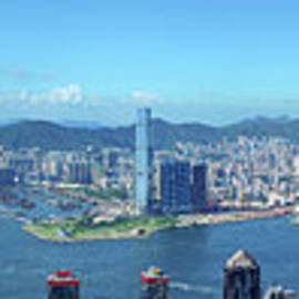Panoramic View Of Hong Kong At Day by Samxmeg