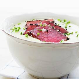 Parsnip And Potato Soup With Raw Tuna by Jo Kirchherr