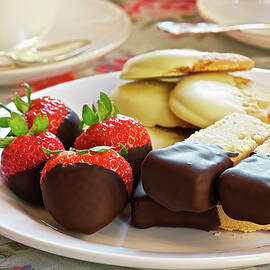 Plate Of Chocolate Dipped Desserts by Ross Woodhall