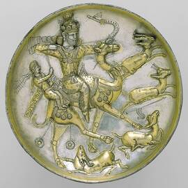 Plate With A Hunting Scene From The Tale Of Bahram Gur And Azadeh by Sasanian School