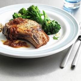 Pork Chops With Onion Sauce And Broccoli by Jonathan Gregson