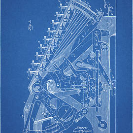 Pp226-blueprint Burroughs Adding Machine Patent Poster by Cole Borders