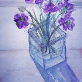 Purple Flowers in a Vase  by Lavender Liu