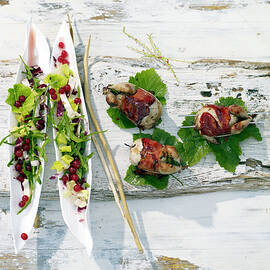 Quails On Double Skewers With Red Currant Salad by Jalag / Michael Holz