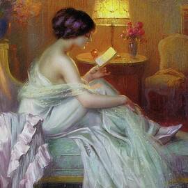 Reading At Lamp Light by Delphin Enjolras