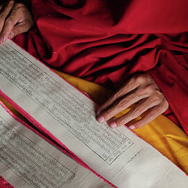 Reading Bouddhist Text In Kham, Tibet by Ducoin David