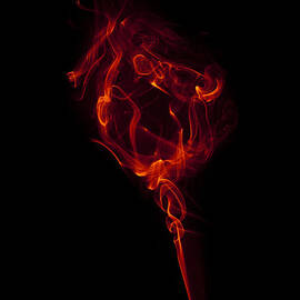 Red Wisp Of Smoke Suggesting A Flower by Chad Baker