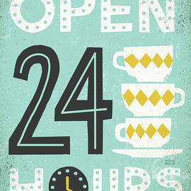 Retro Diner Open 24 Hours by Michael Mullan