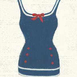 Retro Swimwear I Newsprint by Emily Adams