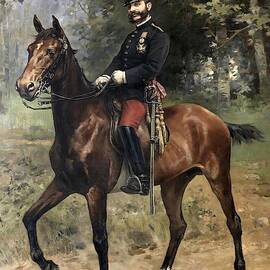 Roman Navarro / 'El rey Alfonso XII a caballo', 1897, Spanish School. by Roman Navarro Garcia de Vinuesa -1854-1928-