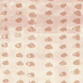 Rustic abstract pattern in light terra on pink and white by Dina Dankers