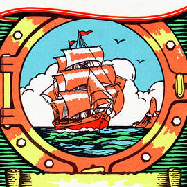 Sailing Ship at Sea by CSA Images