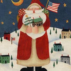 Santa With Flag Ii by Pat Olson Fine Art And Whimsy
