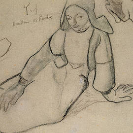 Seated Breton Woman, 1888 Charcoal On Paper by Paul Gauguin