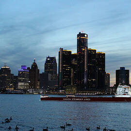 Ship with Detroit Skyline by Michael Rucker