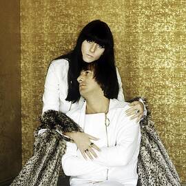 sonny bono and cher posing during publicity shoot by Globe Photos