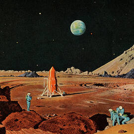 Spaceship and Astronauts on a Planet by CSA Images